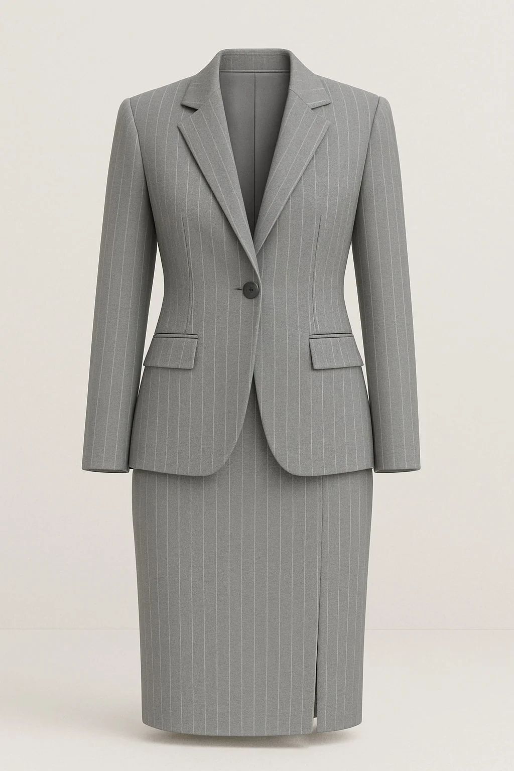 Grey Pinstripe Executive Blazer & Pencil Skirt