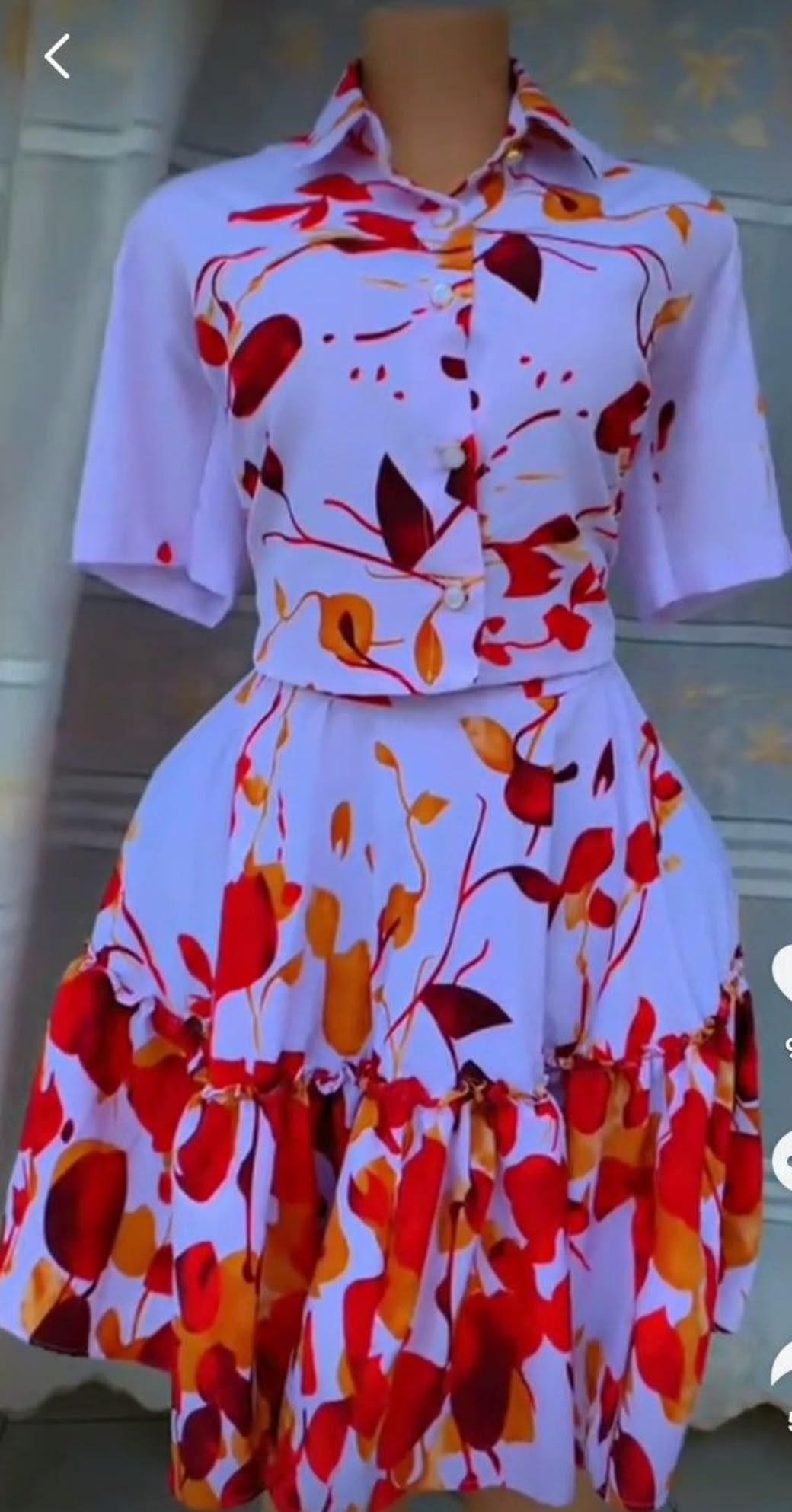 Sunset Blossom Floral Skirt & Blouse 2-Piece Set