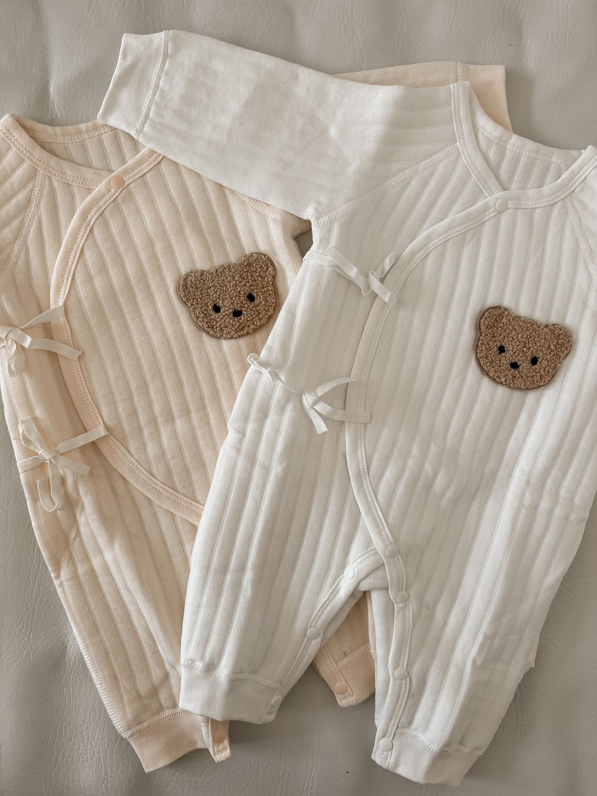 Kimono Ribbed Organic Cotton Newborn Romper