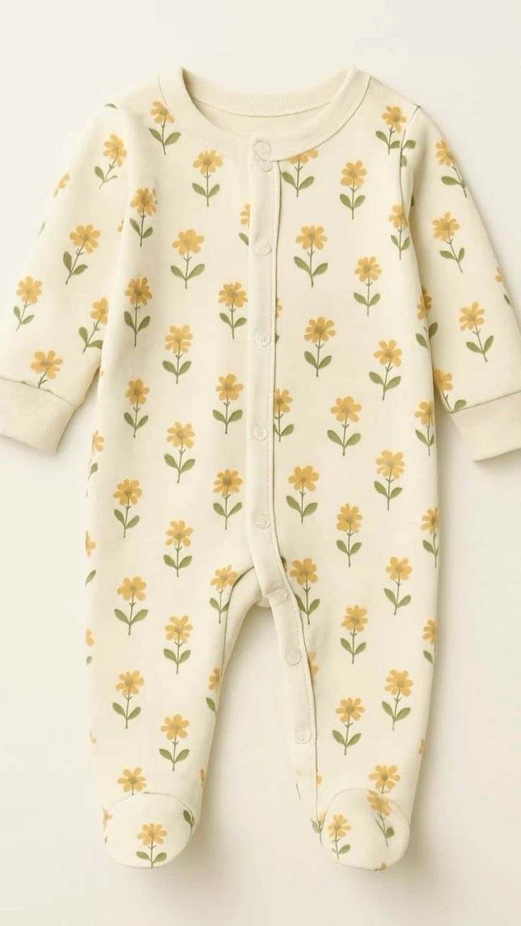 Sunshine Blossom Footed Organic Baby Sleepsuit
