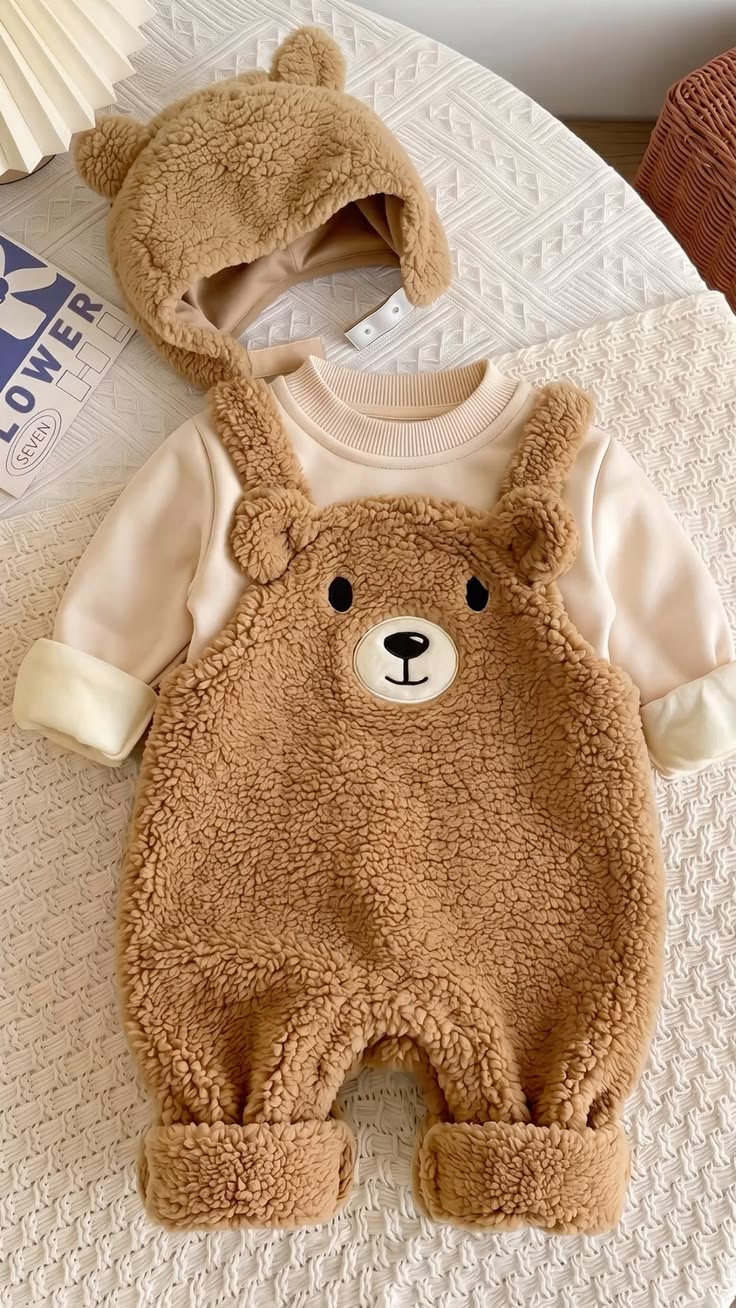 Little Bear Sherpa Fleece Dungarees & Sweatshirt Set